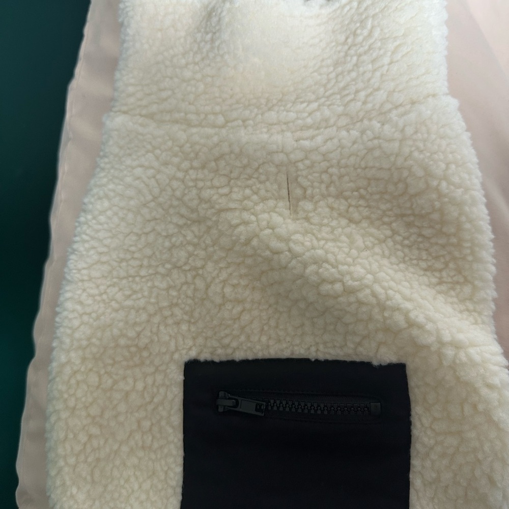 Cozy Cream Sherpa Vest with Black Pocket